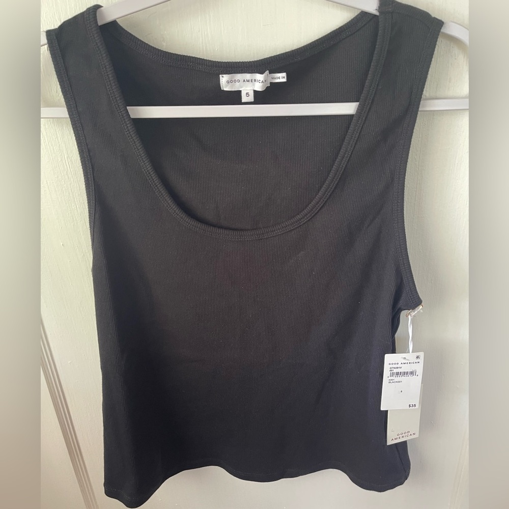 Good American size 5, Black Ribbed Tank Top, new with tags